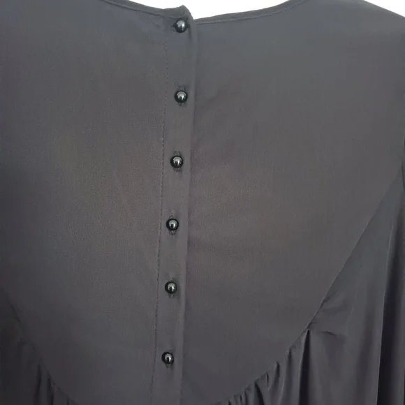 Cato • Women's Black Sheer Crochet Lace Bell Sleeve Peasant Blouse - Picture 9 of 16